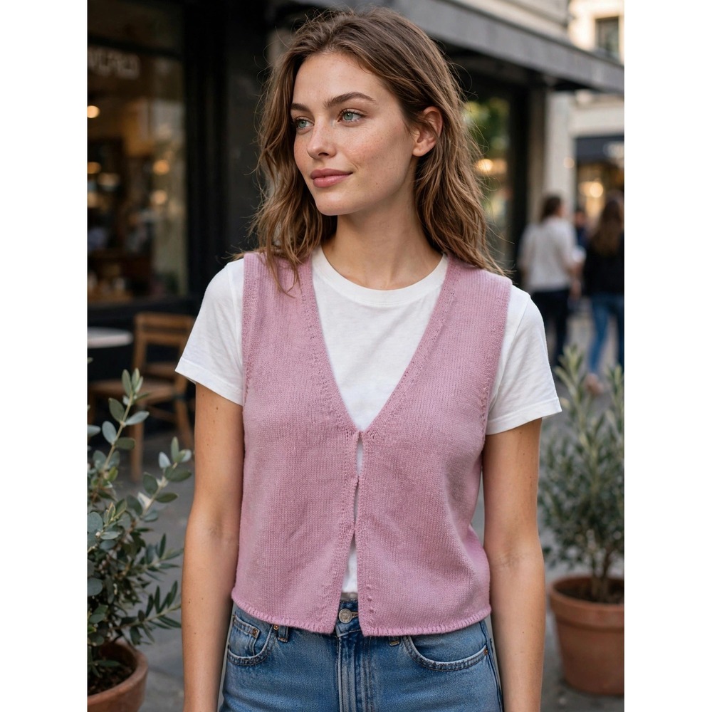 Wilfred Aritzia Cotton Cashmere Knit Sweater Vest Lilac Pink Small 130067